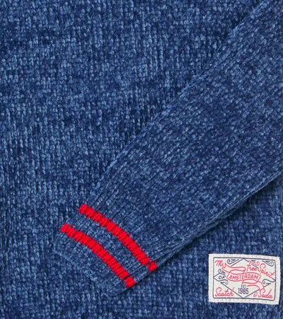 Scotch & Soda Logo Chenille Sweater In Blue