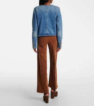 Veronica Beard Brandy Tailored Denim Jacket In Blue