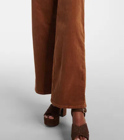 Frame Le Slim Palazzo Modernist Pocket Cotton-blend Corduroy High-rise Wide-leg Pants In Brown