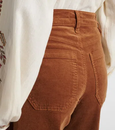 Frame Le Slim Palazzo Modernist Pocket Cotton-blend Corduroy High-rise Wide-leg Pants In Brown