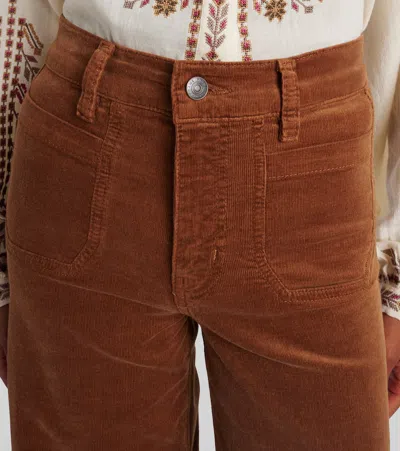 Frame Le Slim Palazzo Modernist Pocket Cotton-blend Corduroy High-rise Wide-leg Pants In Brown