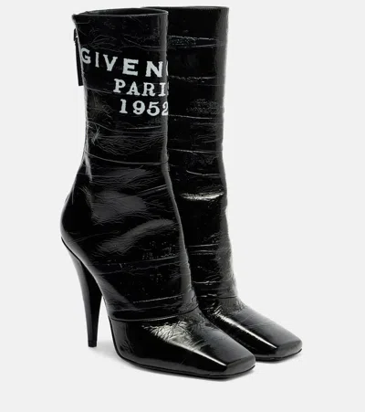 Givenchy Sliced Square Patent Leather Ankle Boots In Black