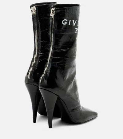 Givenchy Sliced Square Patent Leather Ankle Boots In Black