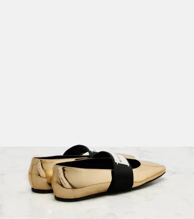 Givenchy Sliced Square Ballerinas In Mirror Effect Leather In Gold