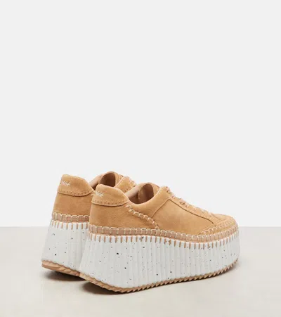 Chloé Nama Suede Platform Sneakers In Neutral