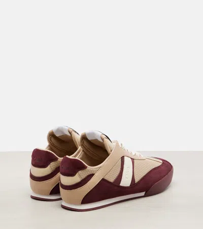 Chloé Kick Mixed Leather Retro Low-top Sneakers In Burgundy
