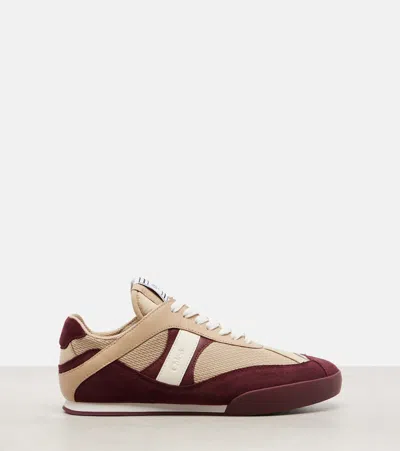 Chloé Kick Mixed Leather Retro Low-top Sneakers In Burgundy