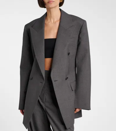 Rohe Hourglass Double-breasted Wool Blazer In Black