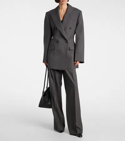 Rohe Hourglass Double-breasted Wool Blazer In Black