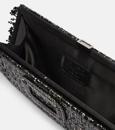Roger Vivier Pilgrim Mini Sequined Clutch In Black