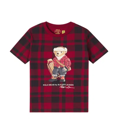 Polo Ralph Lauren Polo Bear Checked Cotton Jersey T-shirt In Multi