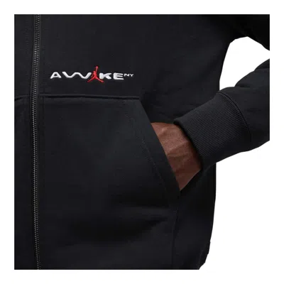 Air Jordan X Awake Ny Full-zip Fleece Relaxed Fit Hoodie 'black'