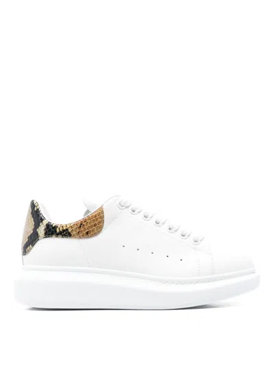 Alexander Mcqueen Oversized Snake Printed Leather Sneakers In White
