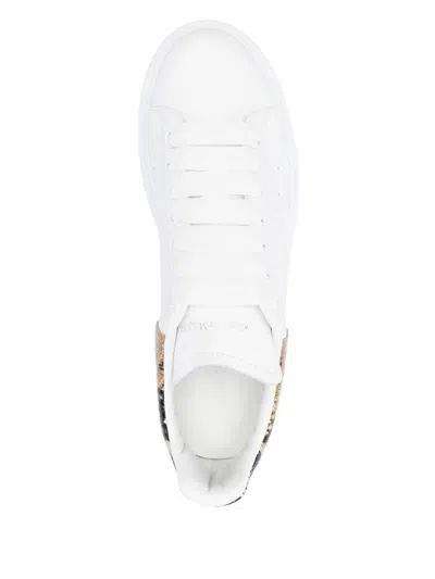 Alexander Mcqueen Oversized Snake Printed Leather Sneakers In White