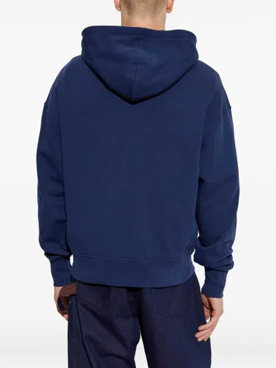 Alexander Mcqueen Full-zip Hooded Sweatshirt With Embroidered Detailing In Blue