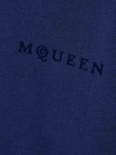 Alexander Mcqueen Full-zip Hooded Sweatshirt With Embroidered Detailing In Blue
