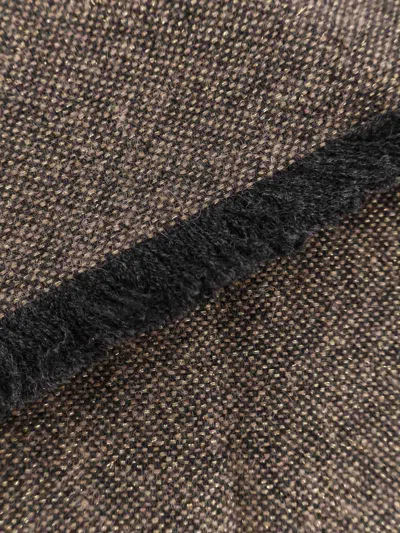 Brunello Cucinelli Cashmere Mixed Scarf With Lurex Profiles In Gray