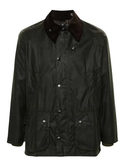 Barbour Bedale Jacket In Waxed Recycled Fabric In Green