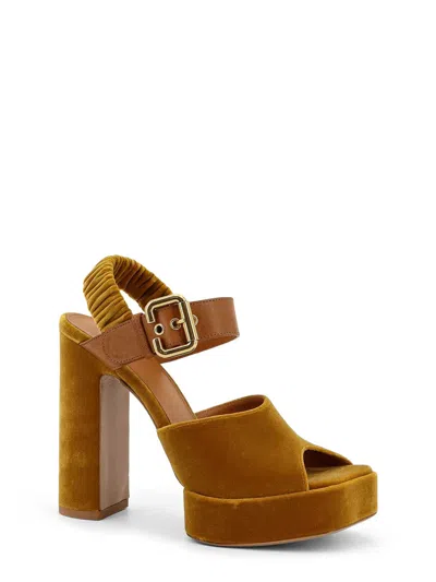 Chloé Chloe' Women Aria Velvet Sandals In Brown