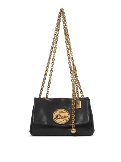 Chloé Chloe Small Heritage Shoulder Bag In Grained Leather In Black