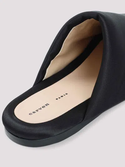 Carven Black Sandals With Soft Polyester Upper In Black