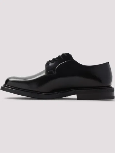 Church's Polished Black Leather Derby Shoes With Rounded Toe