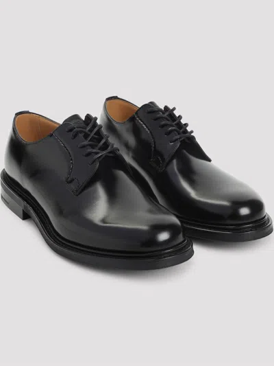 Church's Polished Black Leather Derby Shoes With Rounded Toe
