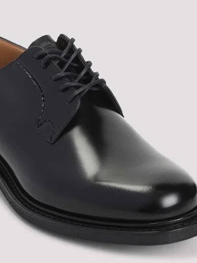 Church's Polished Black Leather Derby Shoes With Rounded Toe