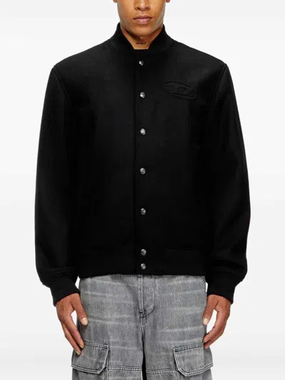 Diesel Bomber Jacket With Embroidered Logo In Black