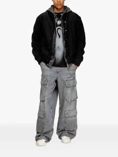 Diesel Bomber Jacket With Embroidered Logo In Black