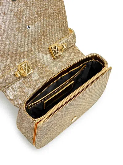 Diesel Oval-d Logo Glittered Denim Shoulder Bag In Blue