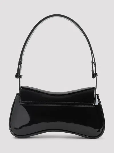 Diesel Women Play Clutch Patent Fabric Shoulder Bag In Black