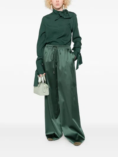 Ermanno Scervino Blusa In Seta Stretch Verde Scuro  Donna In Green