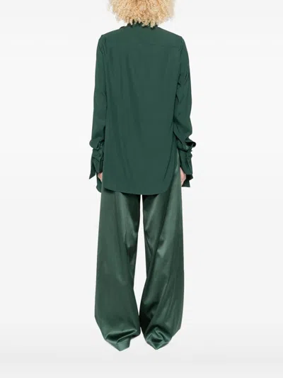 Ermanno Scervino Blusa In Seta Stretch Verde Scuro  Donna In Green