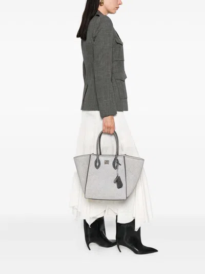 Ermanno Scervino Structured Shopper Bag With Crocodile-embossed Accents In Gray
