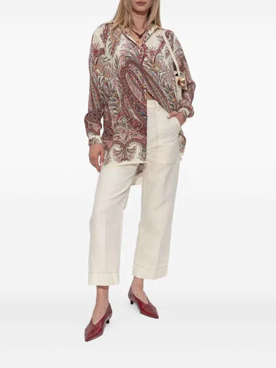 Etro Paisley Print Silk Shirt With Collared Neck In Multi