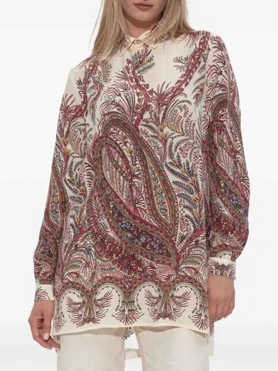 Etro Paisley Print Silk Shirt With Collared Neck In Multi