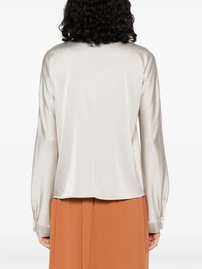 Forte Forte Silk Blend Long-sleeved Shirt With Tassel Detail In White