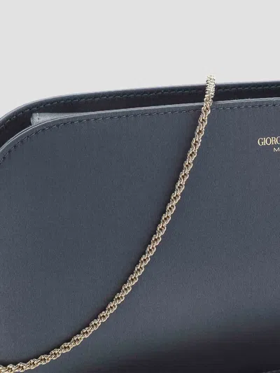 Giorgio Armani Chain Strap Rectangular Satin Handbag In Gray