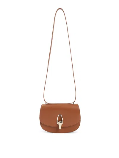 Giorgio Armani Calf Leather Shoulder Bag With Golden-toned Hardware In Brown