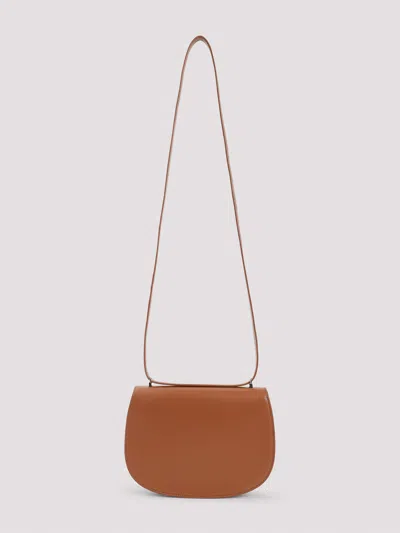Giorgio Armani Calf Leather Shoulder Bag With Golden-toned Hardware In Brown