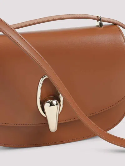 Giorgio Armani Calf Leather Shoulder Bag With Golden-toned Hardware In Brown