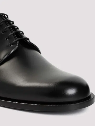 Giorgio Armani Almond Toe Lace-up Leather Shoes In Black