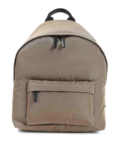 Givenchy Canvas And Leather Backpack With Logo Detail In Brown
