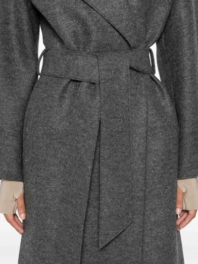Harris Wharf London Gray Virgin Wool Coat With Belt At The Waist In Gray