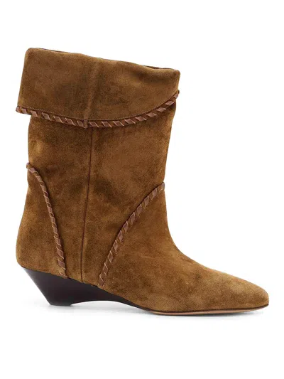 Isabel Marant Suede Wedge Heel Ankle Boots In Brown