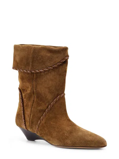 Isabel Marant Suede Wedge Heel Ankle Boots In Brown