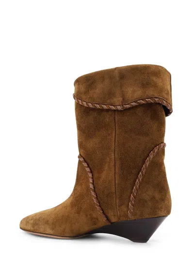 Isabel Marant Suede Wedge Heel Ankle Boots In Brown
