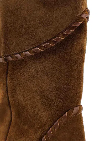 Isabel Marant Suede Wedge Heel Ankle Boots In Brown