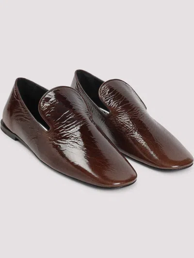 Jil Sander Squared Toe Loafer In Dark Earth In Brown